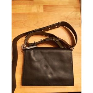 AllSaints Zep Box Bag Black & Green Strap